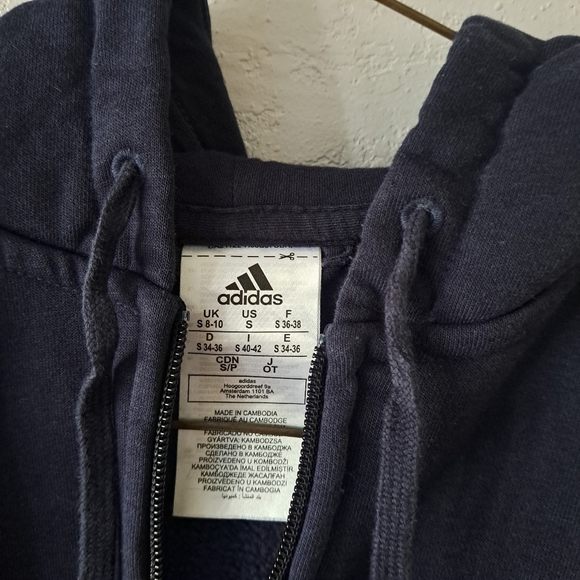 Adidas Women's Essentials Navy Blue Zip-Up Sweatshirt - Picture 3 of 5